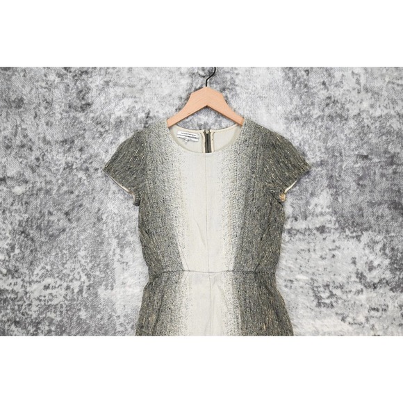 Narciso Rodriguez Dress Womens Raw Silk Cap Sleeve Illusion Sheath Size 40 US 4 - Picture 2 of 5